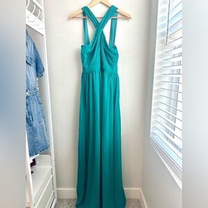 Goddiva Criss Cross Turqois Gown